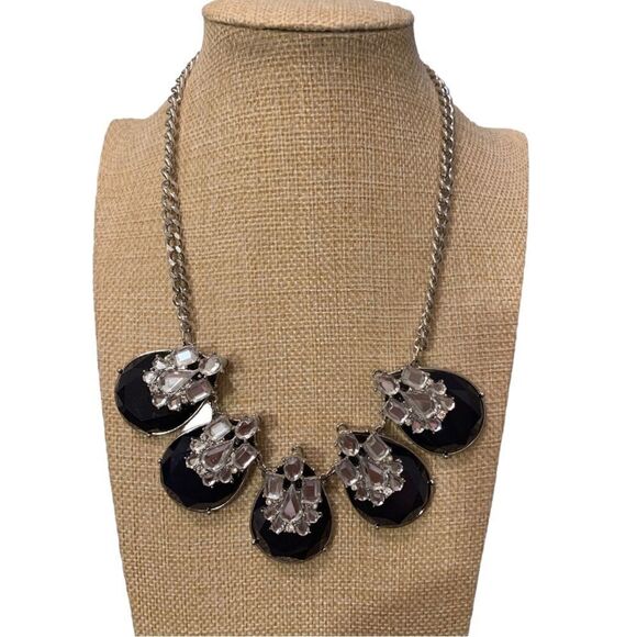 Laura Ashley black gem and rhinestone necklace NWT - Picture 2 of 4